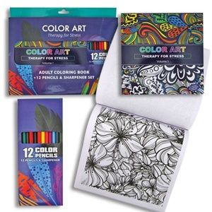 Coloring Book with Sharpener and 12 Pencils